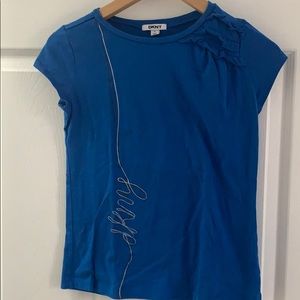 dkny blue short sleeve top